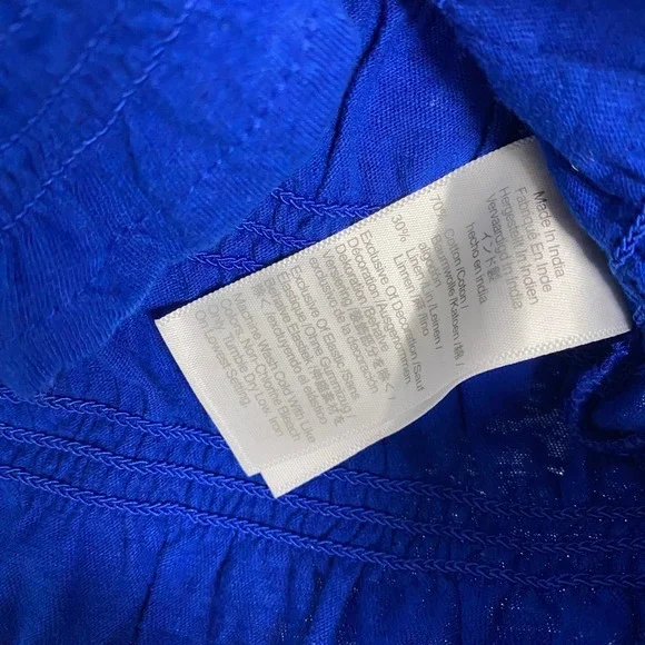 Madewell Top Womens XS Blue Smocked Boatneck Tank Brilliant Sapphire NV912 - Picture 10 of 12